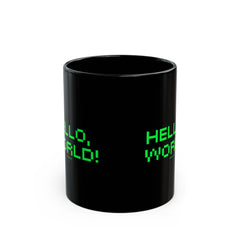"Hello, World!" Retro Green Pixel Mug — Programmer Coffee Cup
