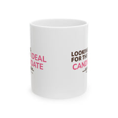 "Looking for the Ideal Candidate... Again." – White Ceramic Mug | Funny HR Gift
