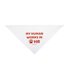 Pet Bandana — "My Human Works in HR" Dog Bandana, Funny HR Paw Print Accessory for Office Employees & Pet Gifts