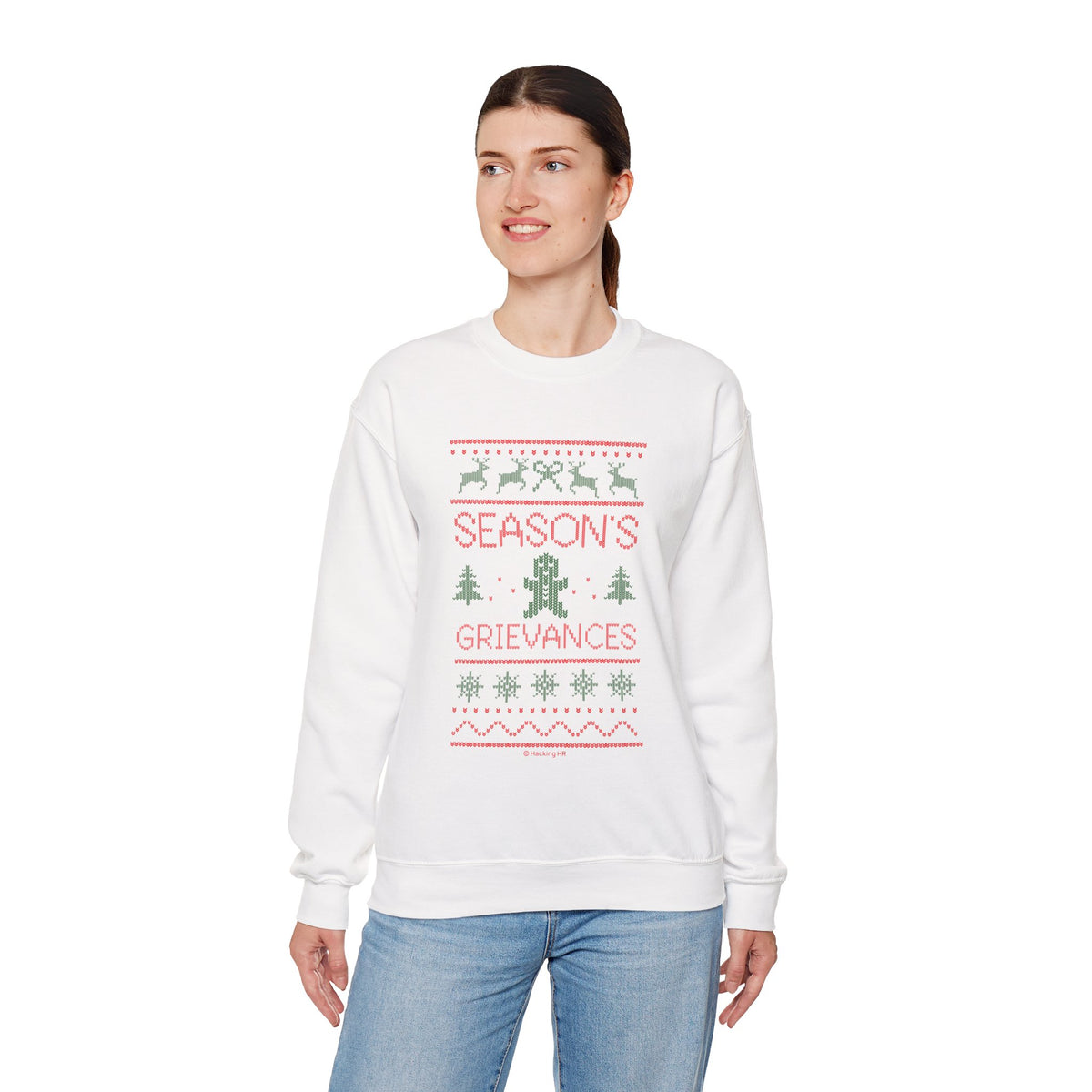 "Season’s Grievances" Christmas Sweatshirt — Funny Holiday Ugly Sweater Crewneck