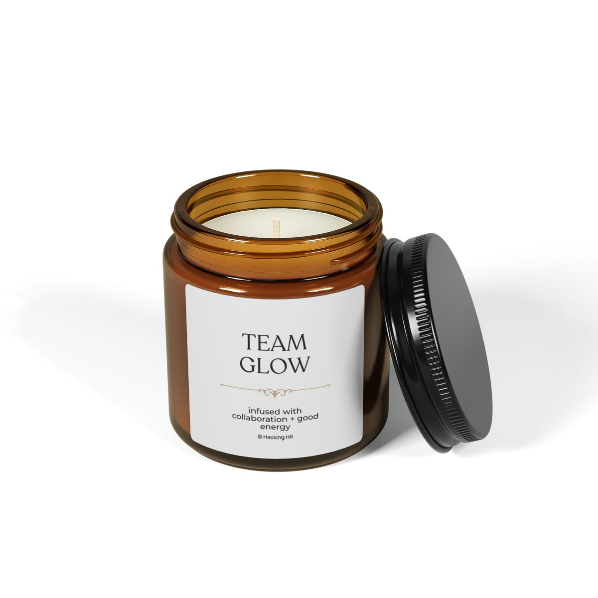 Scented Soy Candle — "Team Glow" Amber Jar (Aromatic Relaxation)