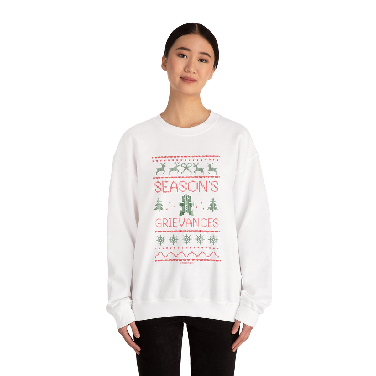 "Season’s Grievances" Christmas Sweatshirt — Funny Holiday Ugly Sweater Crewneck