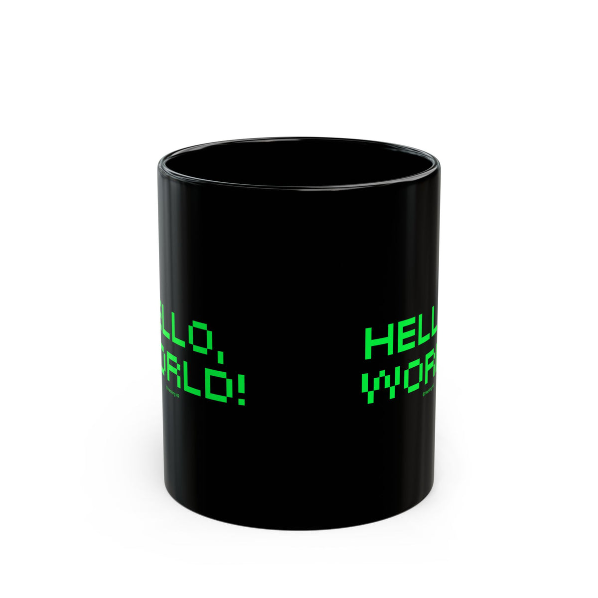 "Hello, World!" Retro Green Pixel Mug — Programmer Coffee Cup