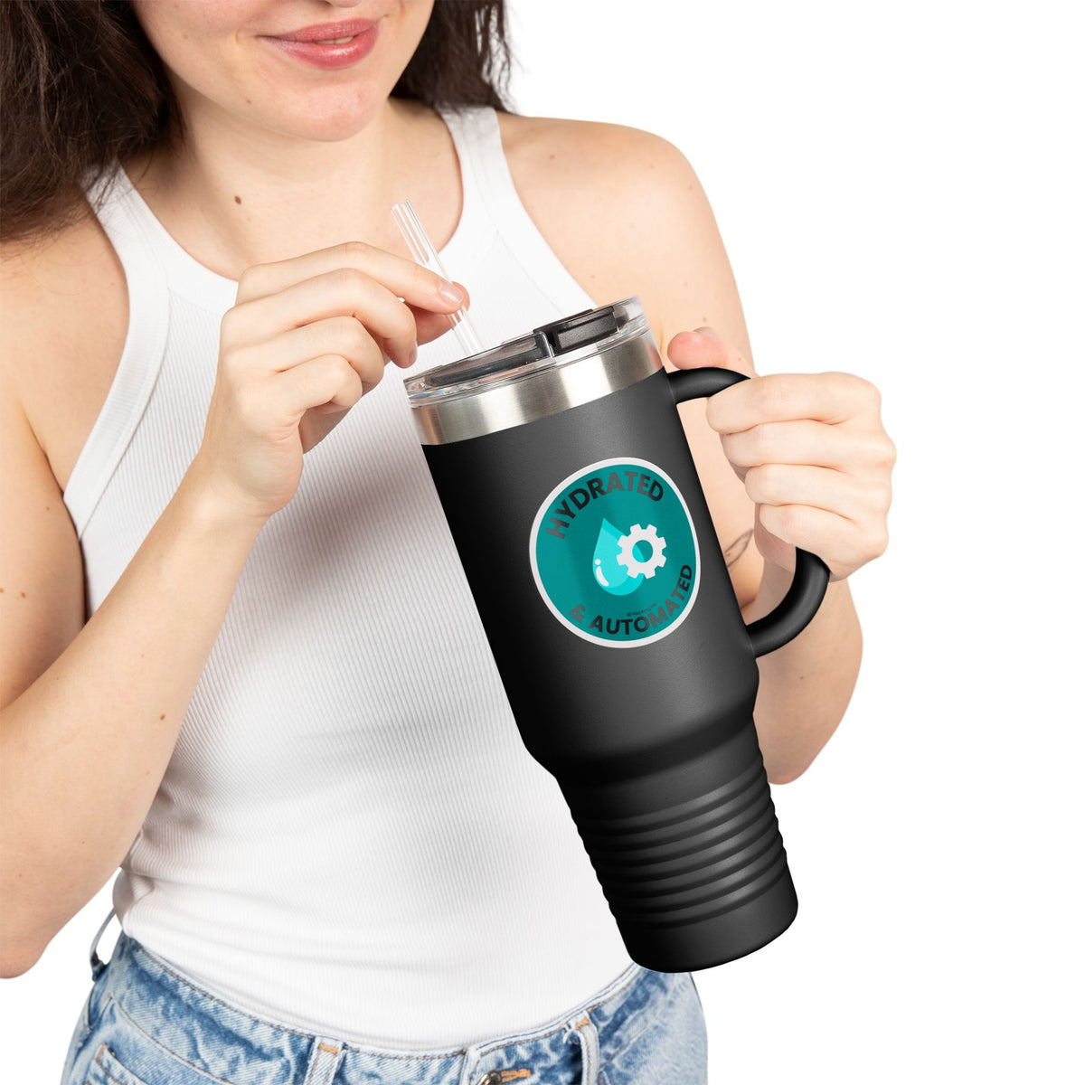 "Hydrated & Automated" 40oz Insulated Travel Mug
