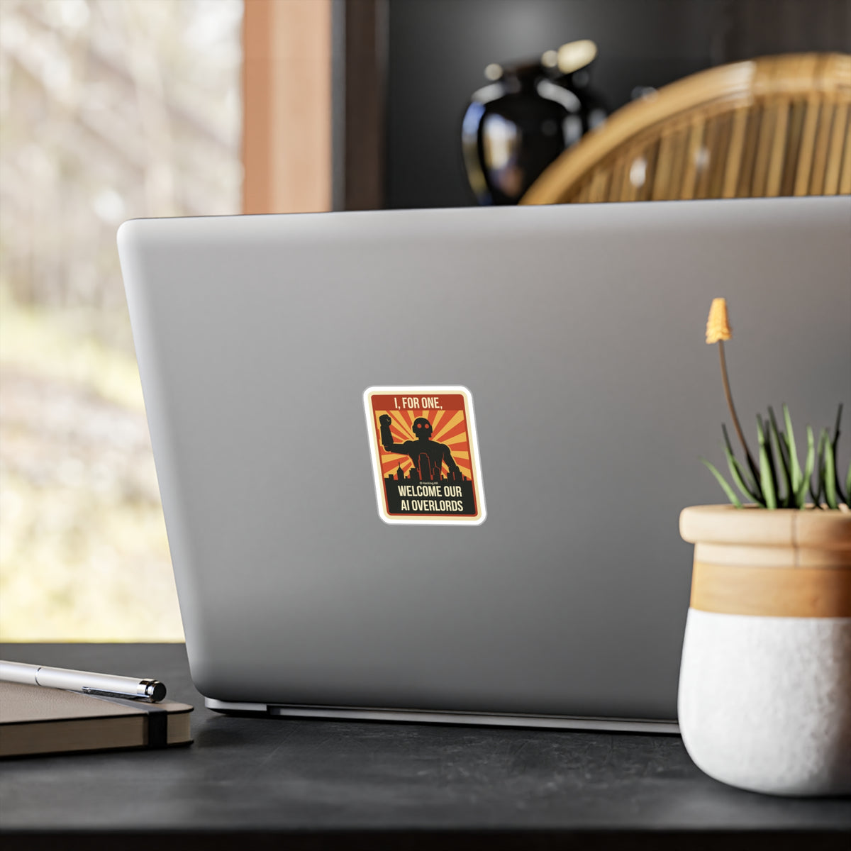 AI Overlords Sticker — "I, For One, Welcome Our AI Overlords" Retro Vinyl Decal