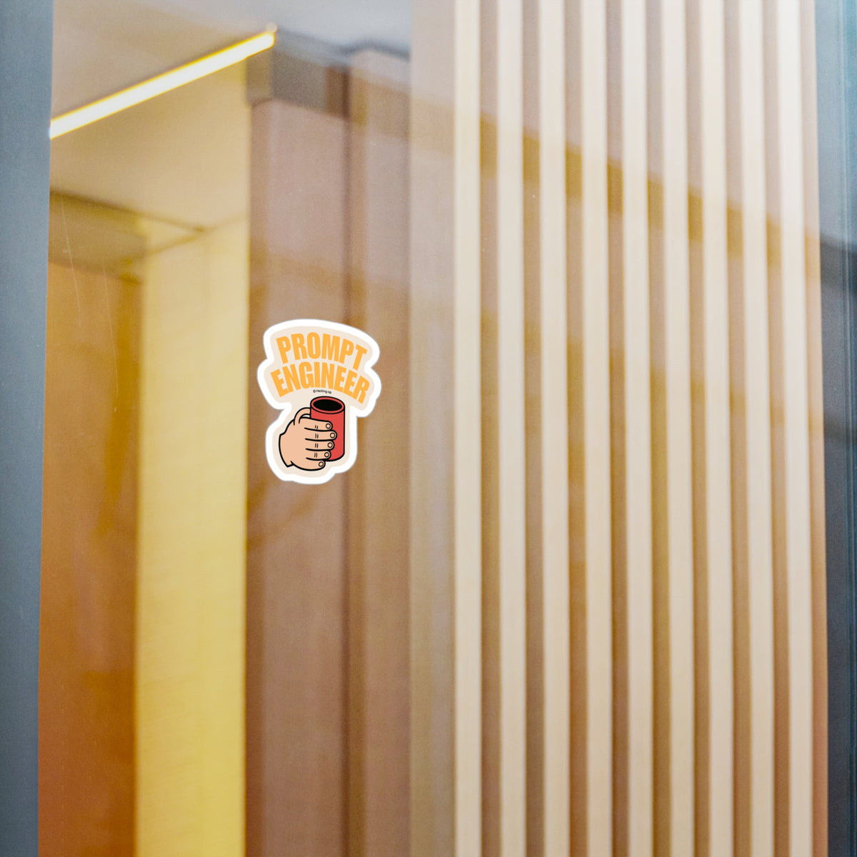 "Prompt Engineer" Vinyl Sticker — Kiss-Cut Decal with Coffee Mug Graphic