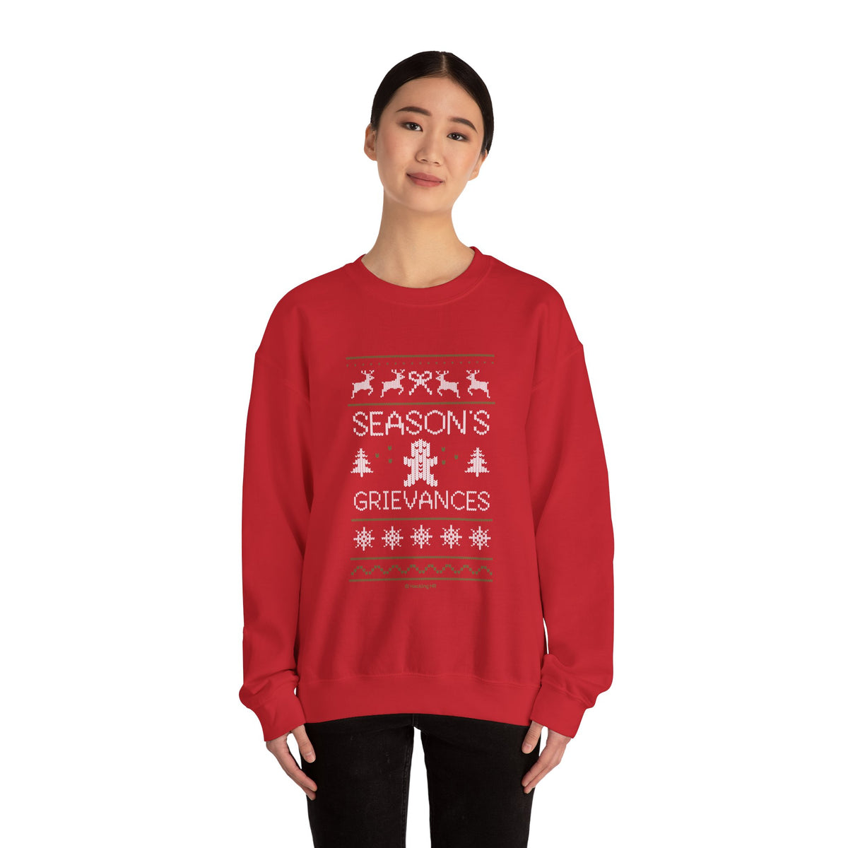 "Season’s Grievances" Christmas Sweatshirt — Funny Holiday Ugly Sweater Crewneck