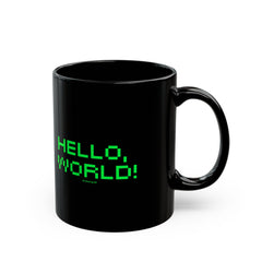 "Hello, World!" Retro Green Pixel Mug — Programmer Coffee Cup
