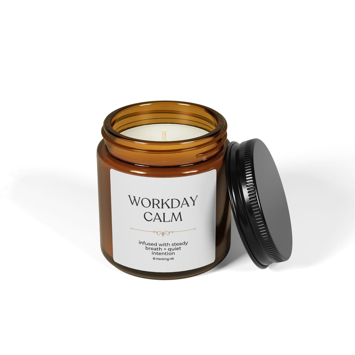 "Workday Calm" Soy Candle — Amber Jar Scented Candle for Stress Relief & Office Relaxation