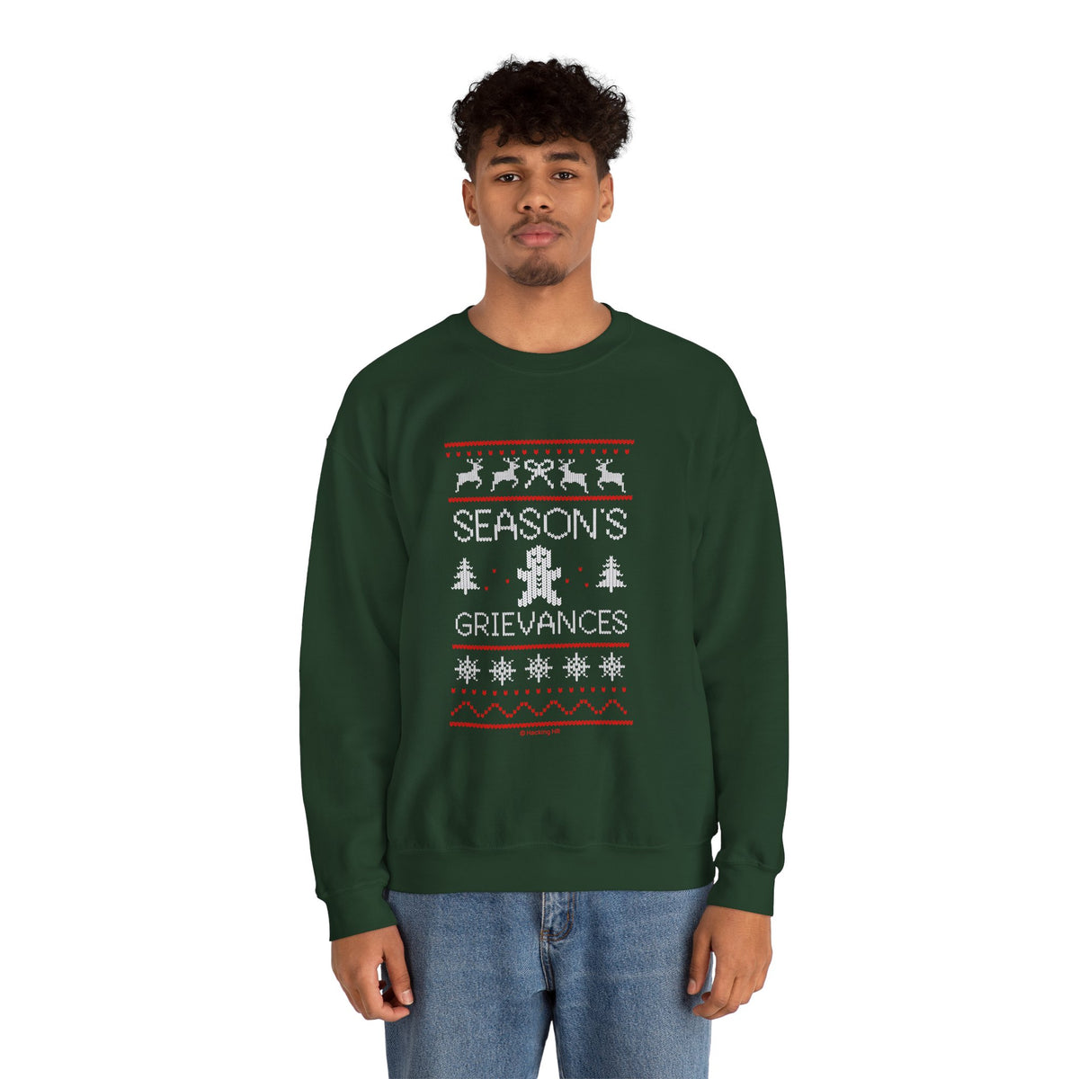 "Season’s Grievances" Christmas Sweatshirt — Funny Holiday Ugly Sweater Crewneck