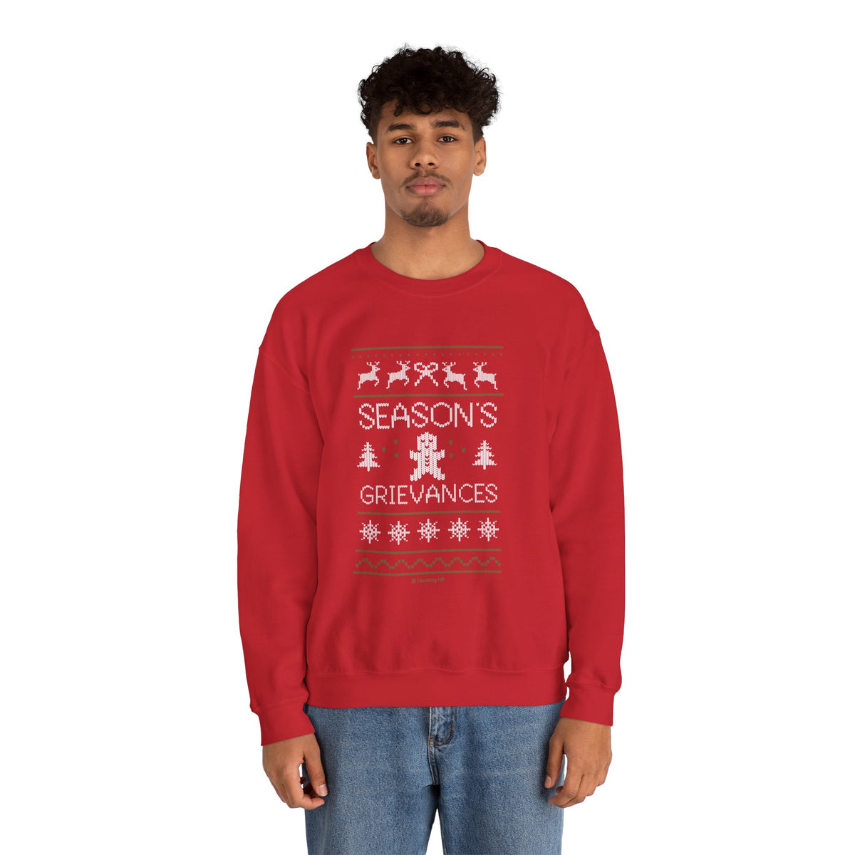 "Season’s Grievances" Christmas Sweatshirt — Funny Holiday Ugly Sweater Crewneck
