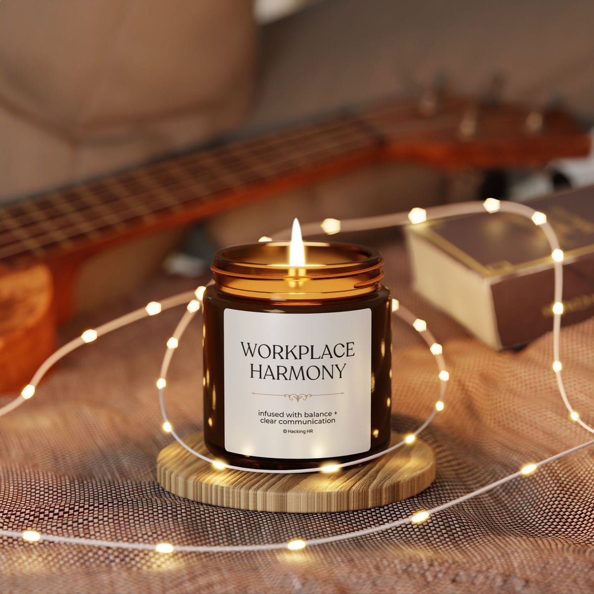 Candle — "Workplace Harmony" Scented Soy Candle (Amber Jar)
