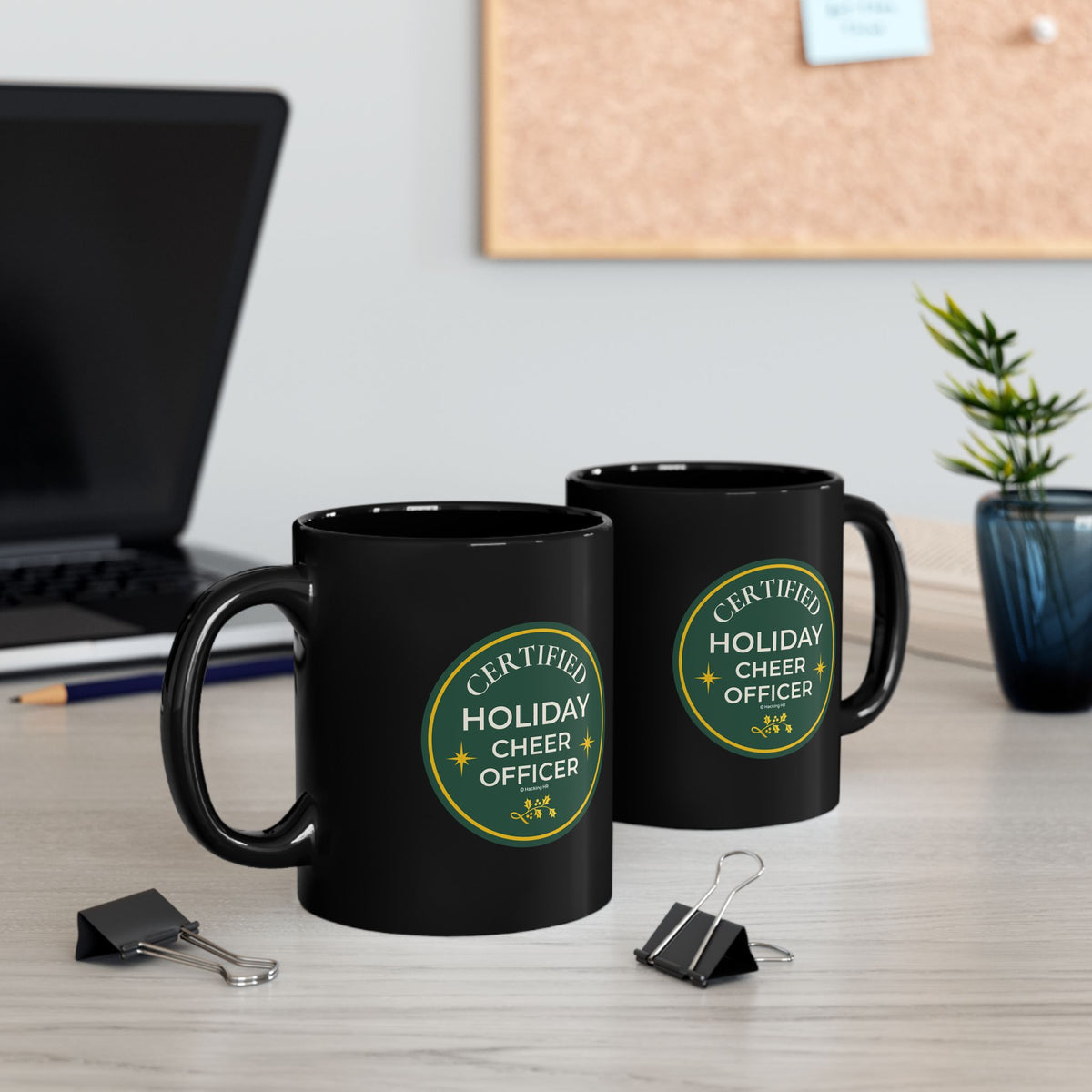 "Certified Holiday Cheer Officer" Mug — Black 11oz & 15oz