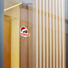 "HR Clause" Christmas Sticker — Kiss-Cut Vinyl Decal with Santa Hat (Holiday HR Humor)