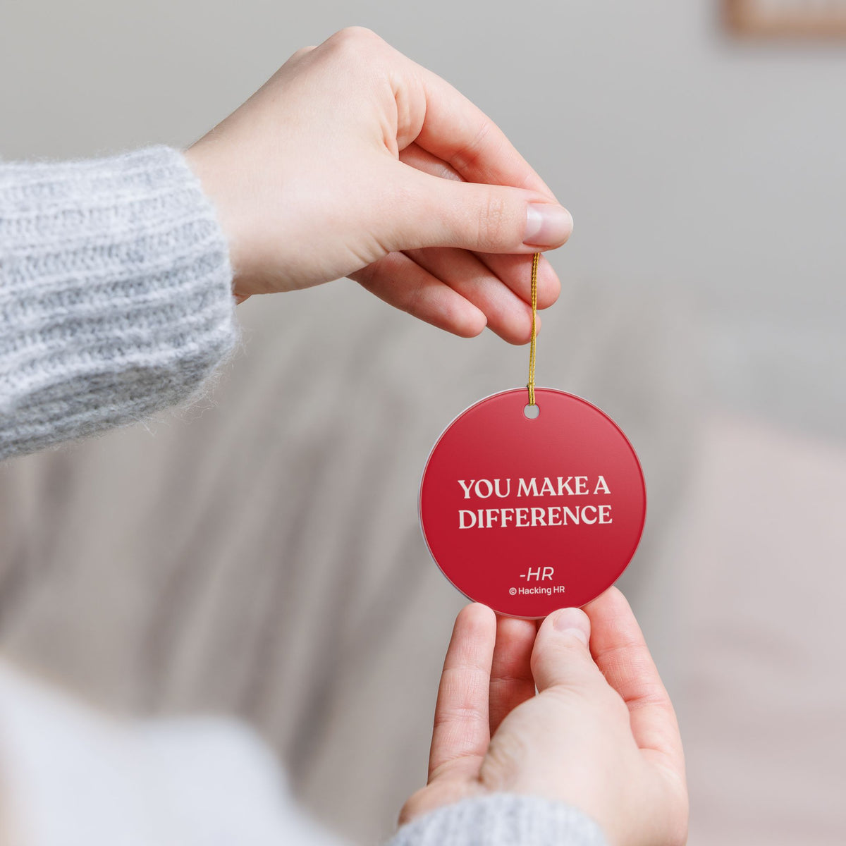 "You Make a Difference" Ceramic Ornament — Inspirational Employee Appreciation Holiday Gift