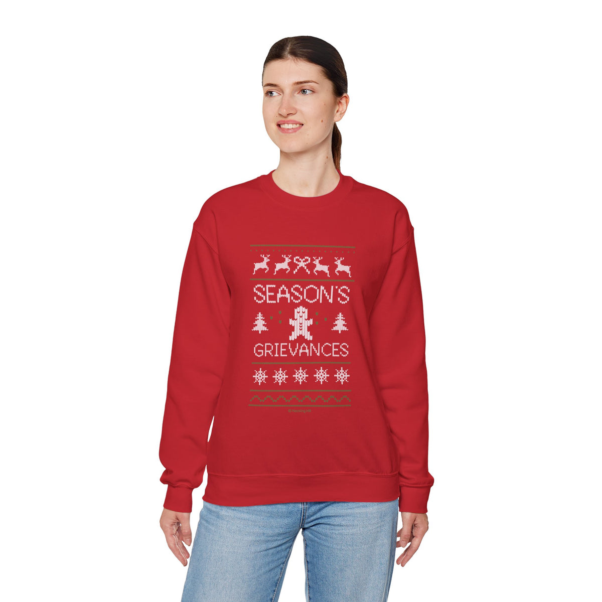 "Season’s Grievances" Christmas Sweatshirt — Funny Holiday Ugly Sweater Crewneck