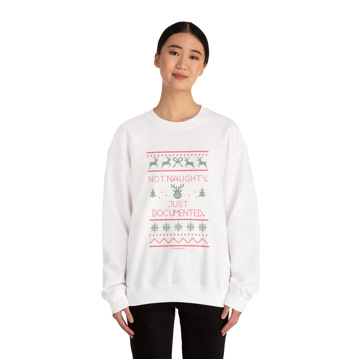 Holiday Sweatshirt - "Not Naughty, Just Documented" Christmas Crewneck
