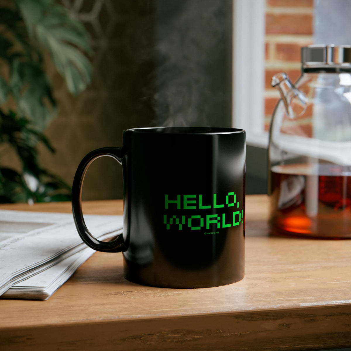 "Hello, World!" Retro Green Pixel Mug — Programmer Coffee Cup